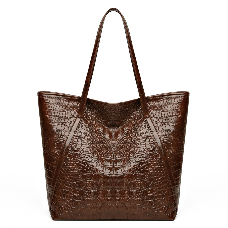 Women'S Vegan Bags - เรียบง่ายอเนกประสงค์จระเข้พิมพ์ Tote กระเป๋าขนาดใหญ่ความจุกระเป๋าถือแฟชั่น Vintage Design ไหล่กระเป๋าสตรี