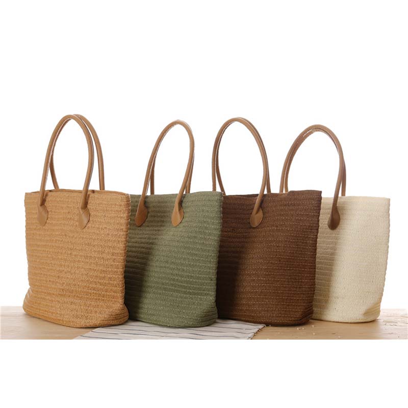 Women Bags Handmade - กระเป๋าเดินทางฤดูร้อนทำด้วยมือสำหรับผู้หญิงกระเป๋าถือแฟชั่นสำหรับมือจับด้านบนกระเป๋าสะพายไหล่ผู้หญิงกระเป๋าสานชายหาดกระเป๋าฟาง
