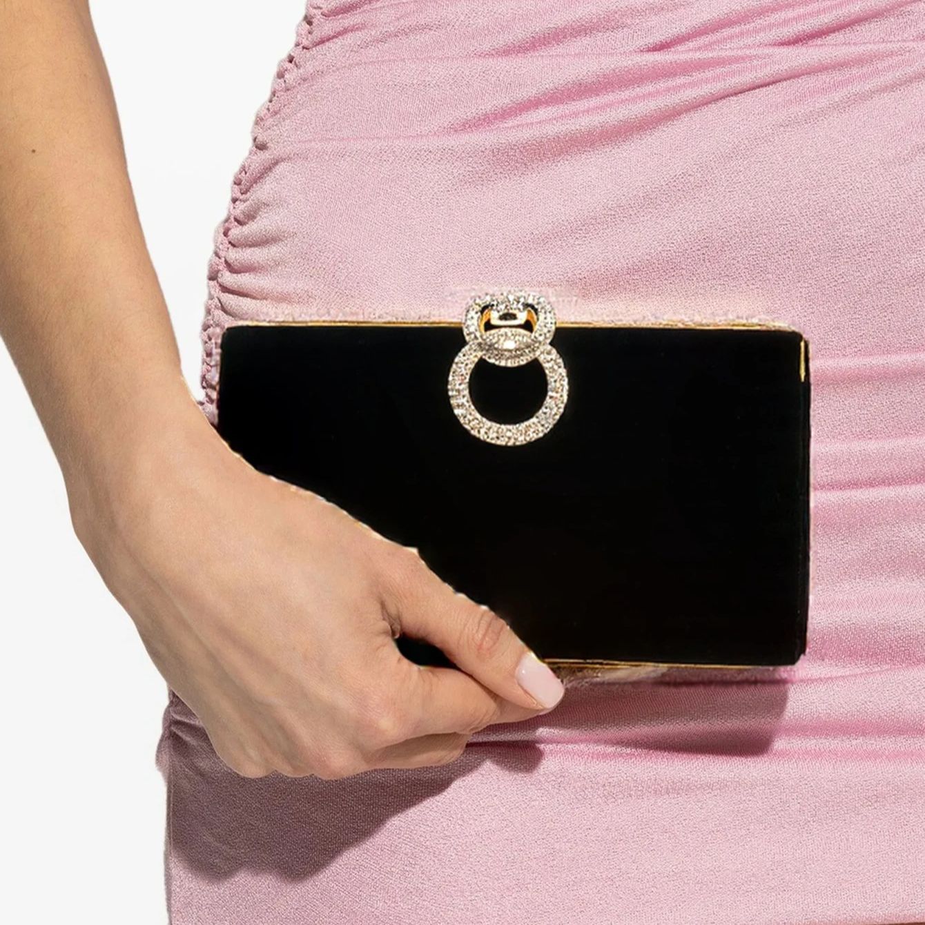 Women Bags Golden - กระเป๋าคลัทช์ผู้หญิงกำมะหยี่ ประดับเพชร โลหะสีทอง ดีไซน์ฝาปิด แฟชั่น ของขวัญสำหรับสุภาพสตรี