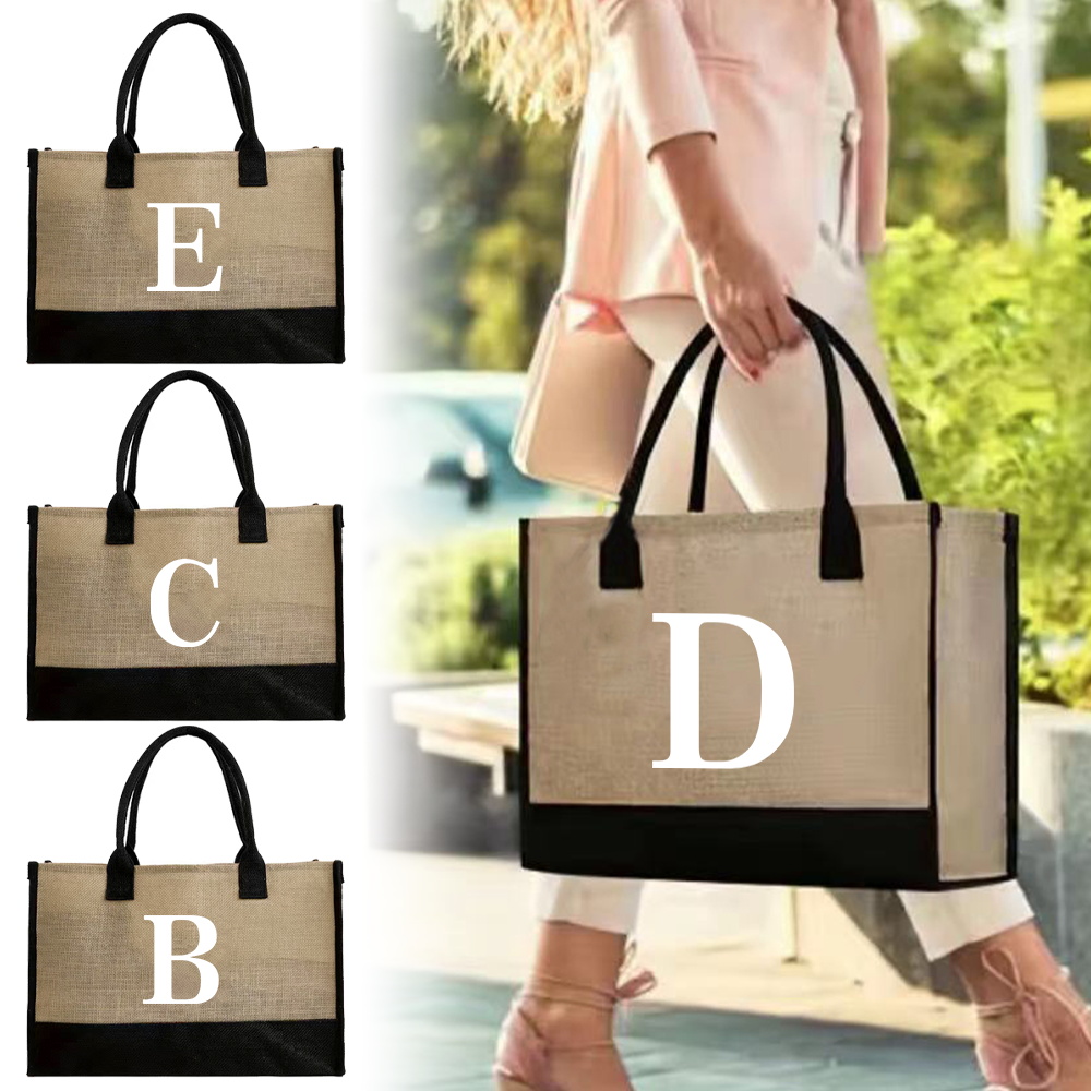 Women Bags Jute - กระเป๋าโท้ทแฟชั่น กระเป๋าผ้าปอกระเจา พกพาสะดวก ใช้ได้ทั้งไปทะเล สะพายไหล่ ช้อปปิ้ง
