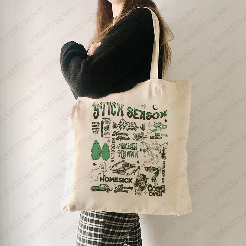 Women Bags Offers - Stick Season รูปแบบอัลบั้มทัวร์ Merch Tote กระเป๋าคนรักดนตรีของขวัญกระเป๋าผู้หญิงผ้าใบกระเป๋ากระเป๋า