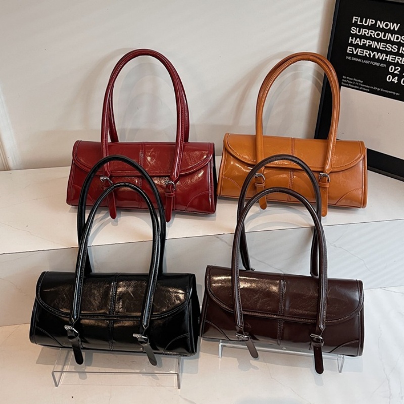 Women Bags For Airport - กระเป๋าหนัง PU สีเบอร์กันดีคุณภาพสูง กระเป๋าสะพายไหล่แบบแม่เหล็กสำหรับผู้หญิง ดีไซน์หรูหรา เหมาะสำหรับการเดินทางและใช้งานได้หลากหลาย
