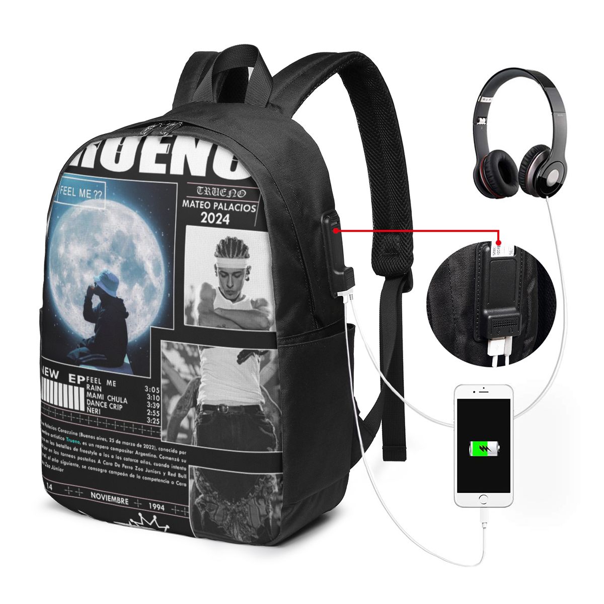 Women Bags For Travel - กระเป๋าเป้สะพายหลังฮิปฮอปตลกๆ ของทรูโน กระเป๋าใส่โน้ตบุ๊ค กระเป๋าเดินทาง กระเป๋าคอมพิวเตอร์ กระเป๋านักเรียน