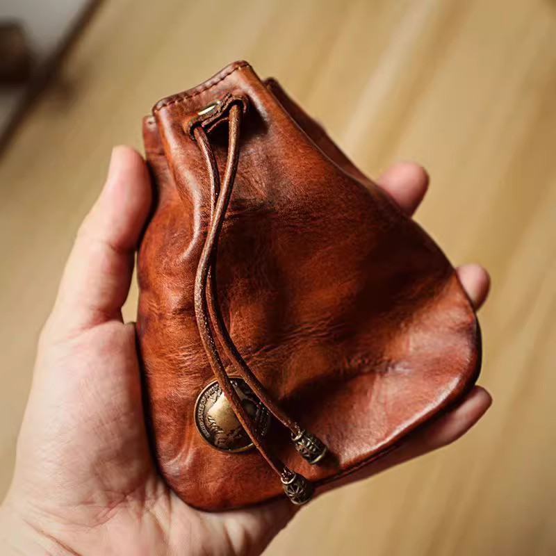 Women Bags Handmade - สไตล์ญี่ปุ่นกระเป๋าสตางค์หนังแท้นุ่มกระเป๋ามินิกระเป๋าใส่เหรียญมัลติฟังก์ชั่นกระเป๋าคาดเอวสำหรับผู้ชายผู้หญิงทำด้วยมือ