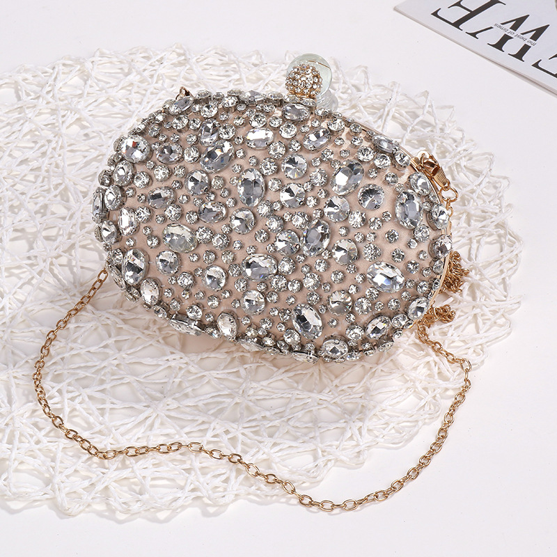 Women Bags Golden - กระเป๋างานราตรีประดับเพชรสีเงินคริสตัลหรูหราสำหรับงานเลี้ยงวันเกิดกระเป๋าคลัทช์สำหรับผู้หญิงสีชมพูงานแต่งงาน