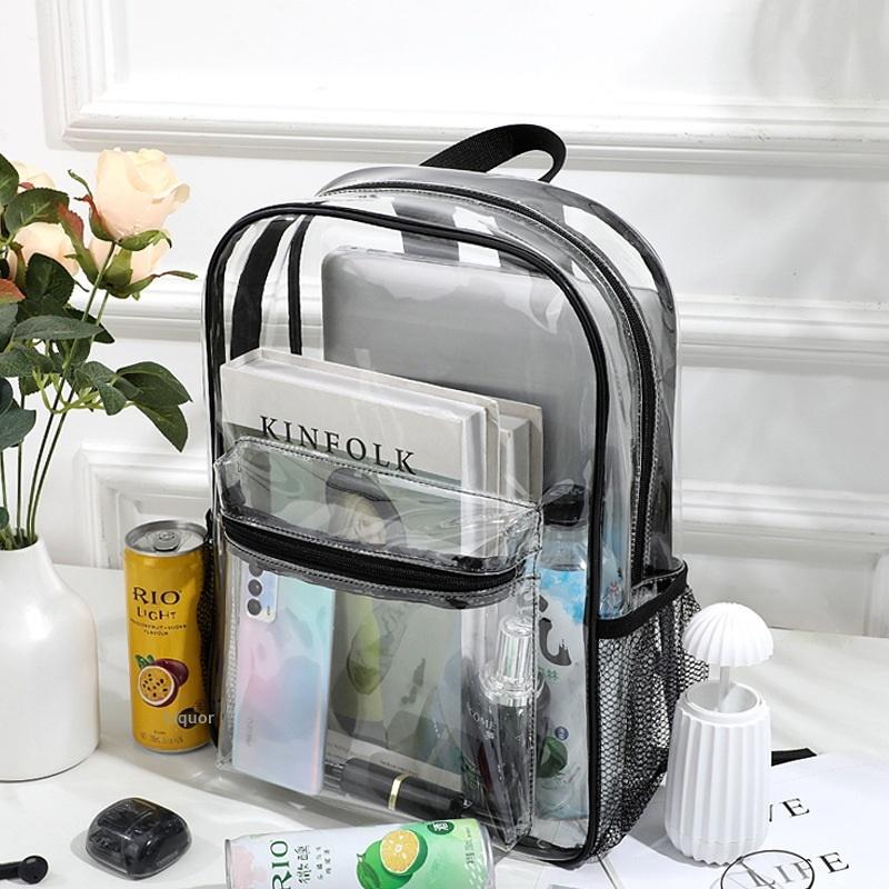Women Bags Casual - กระเป๋าเป้สะพายหลัง PVC ใสสำหรับกีฬากลางแจ้ง กระเป๋าเดินทางแบบลำลอง กระเป๋าเป้สะพายหลังแบบมองเห็นได้ ความจุขนาดใหญ่