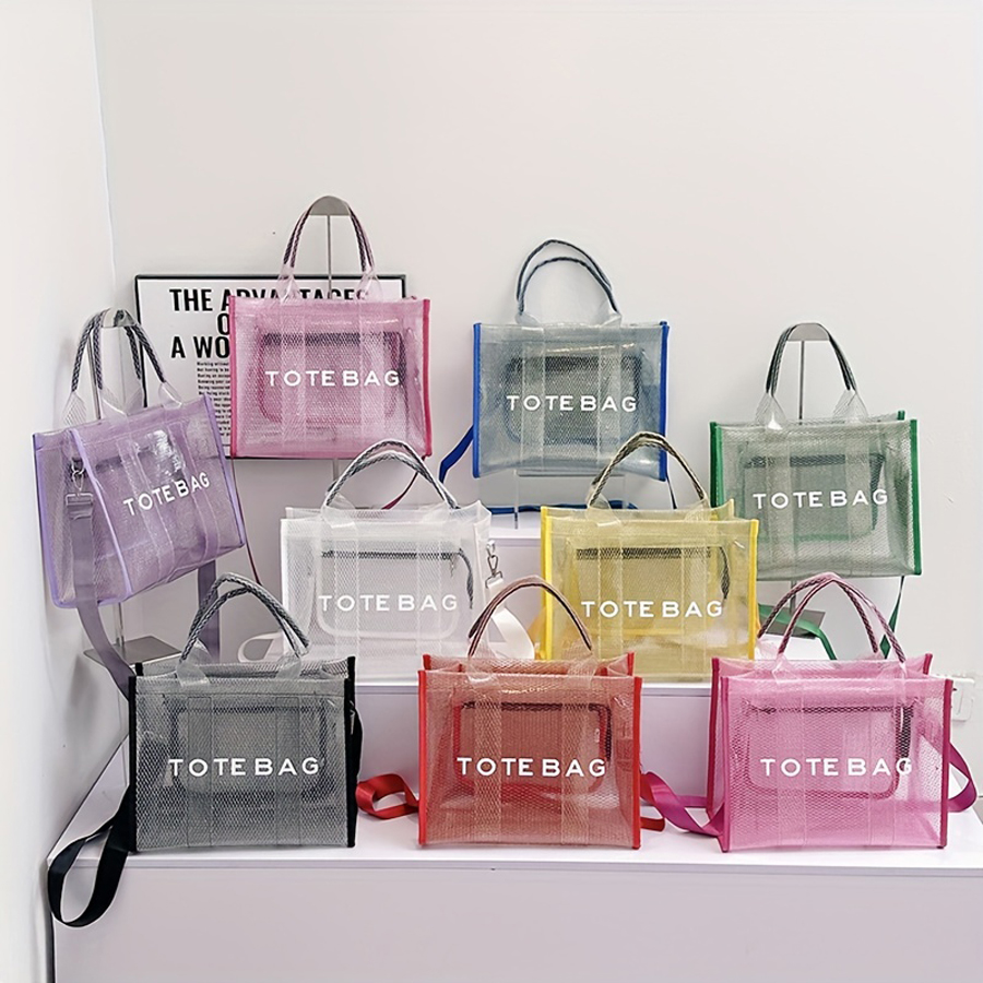 Women Bags Offers - กระเป๋าพีวีซีผู้หญิงความจุสูง, กระเป๋าโท้ทโปร่งใส tas jeli มือถือสะพายไหล่หนึ่งใบ