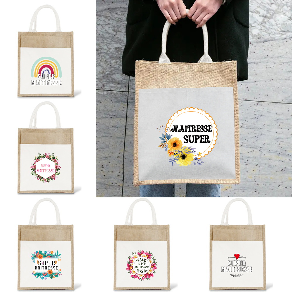 Women Bags Jute - กระเป๋าผ้าลินินสไตล์มินิมอล กระเป๋าช้อปปิ้งสำหรับผู้หญิงทันสมัย ​​กระเป๋าเดินทางกลางแจ้ง กระเป๋าเก็บของที่เป็นมิตรกับสิ่งแวดล้อม ซีรีส์ Maitresse