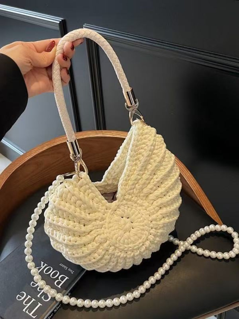 กระเป๋าถือโครเชต์รูปทรงเปลือกห - Women Bags Handmade บทวิจารณ์และราคา