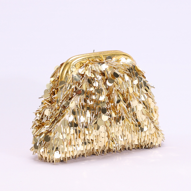 กระเป๋าคลัทช์ปักเลื่อมสีทองสำห - Women Bags Golden บทวิจารณ์และราคา