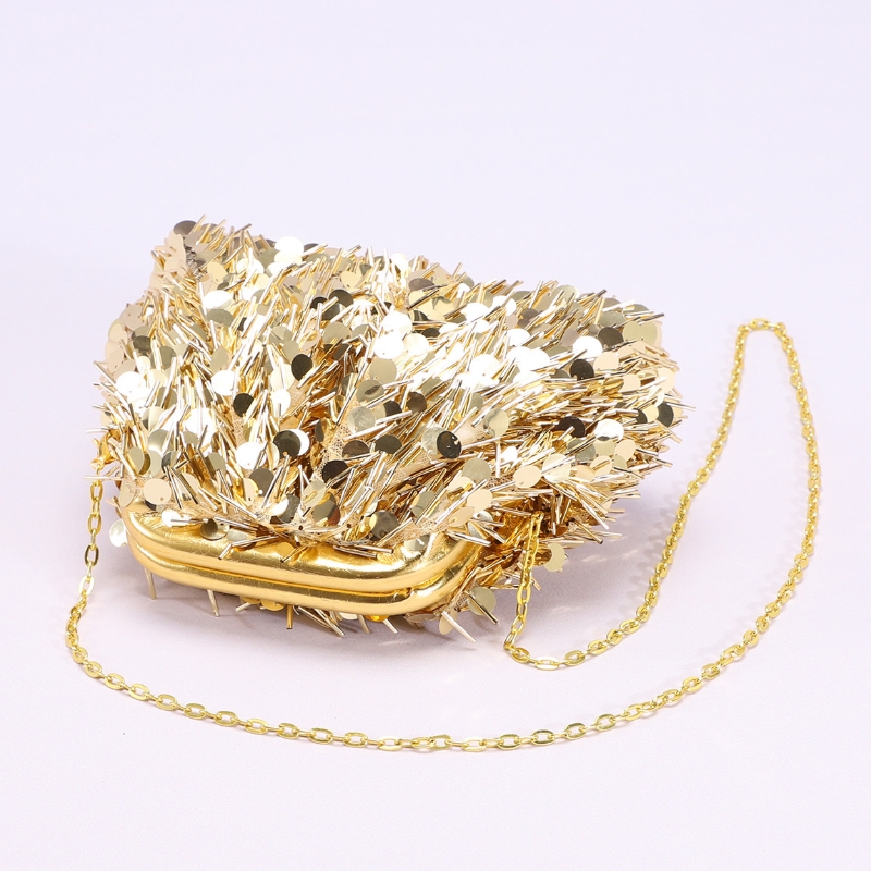 กระเป๋าคลัทช์ปักเลื่อมสีทองสำห - Women Bags Golden บทวิจารณ์และราคา
