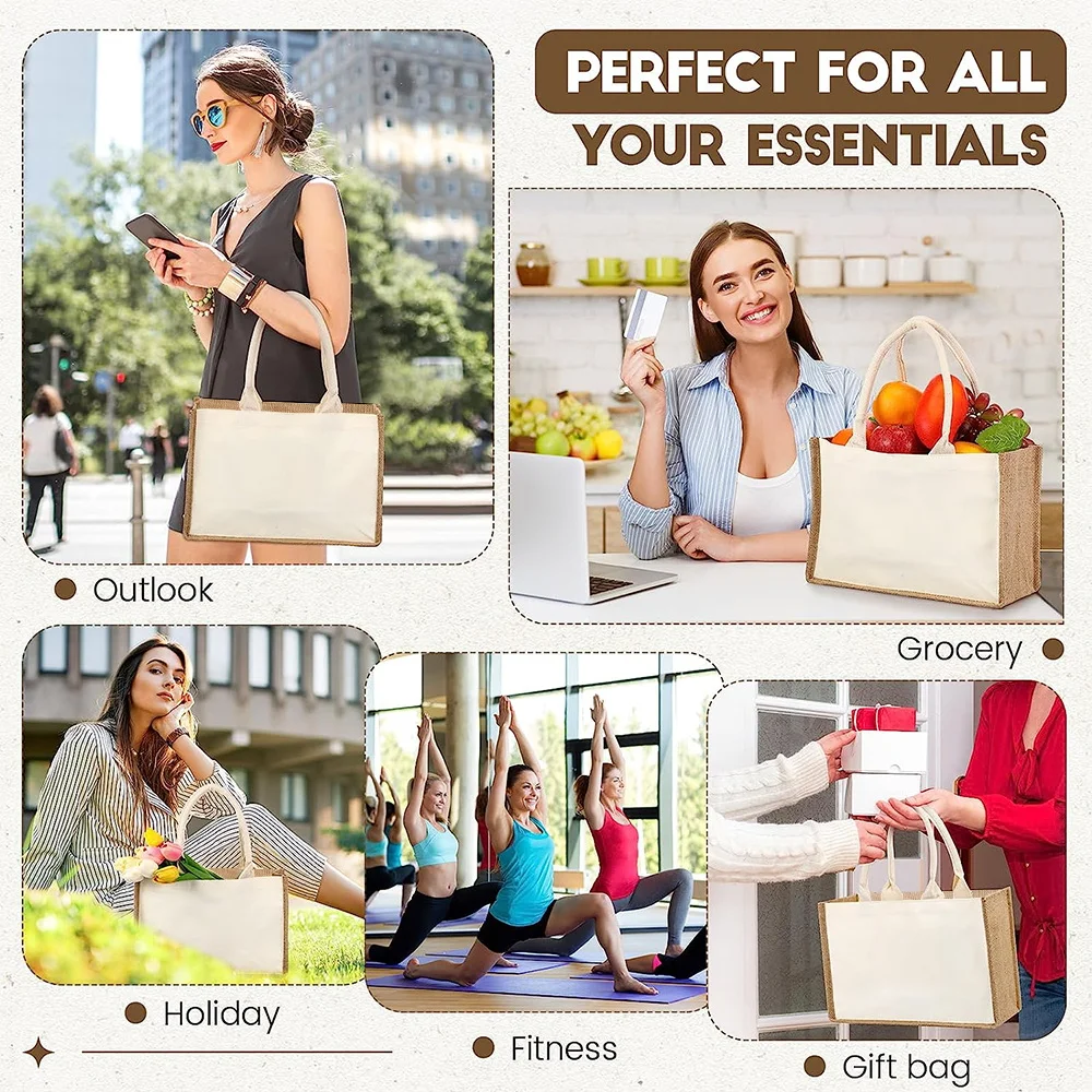 Vintage Jute Bag กระเป๋าช้อปปิ - Women Bags Jute บทวิจารณ์และราคา