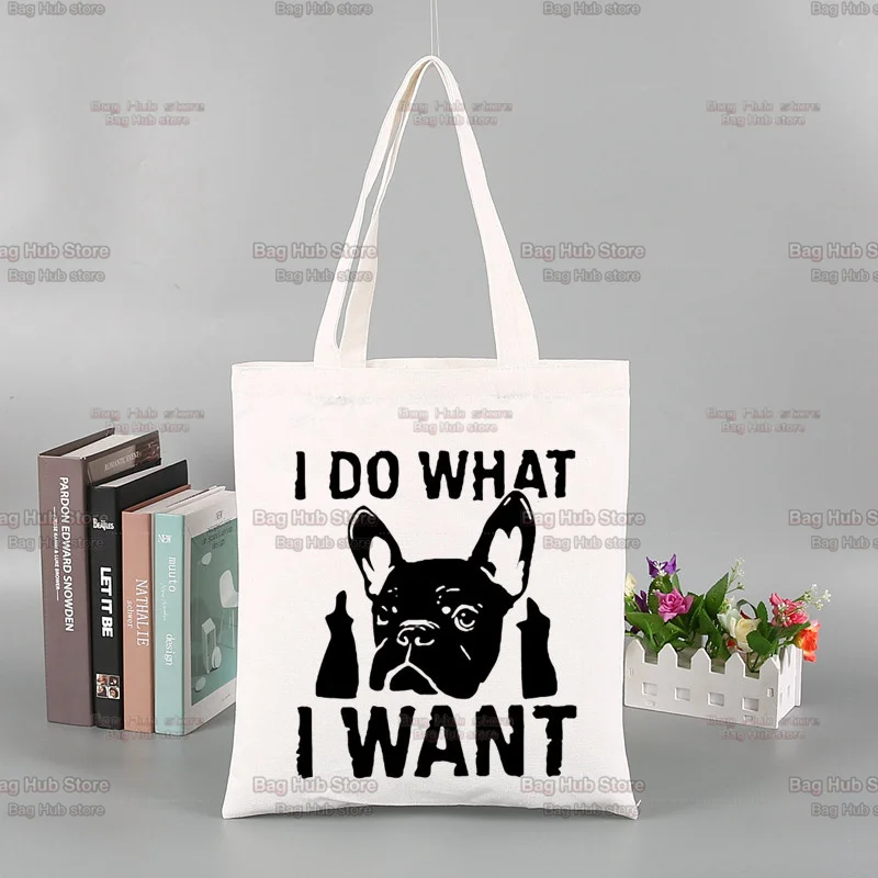 กระเป๋าช้อปปิ้งลายสุนัขเฟรนช์บ - Women Bags Jute บทวิจารณ์และราคา