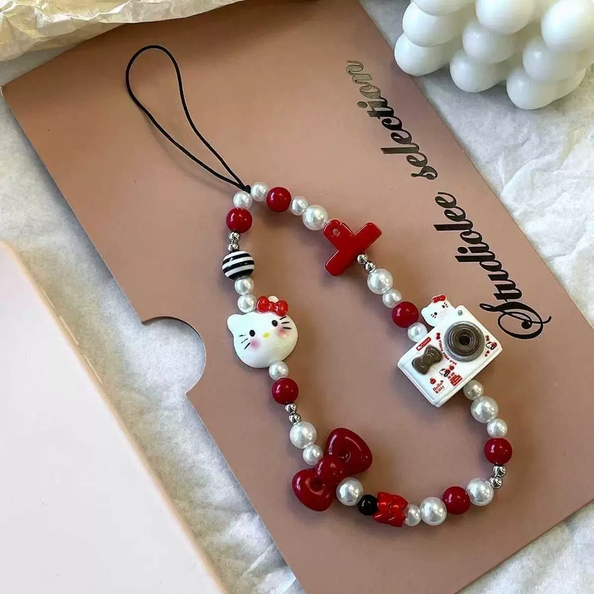 สายคล้องโทรศัพท์กันหลุดลายคิตต - Women Bags Handmade บทวิจารณ์และราคา