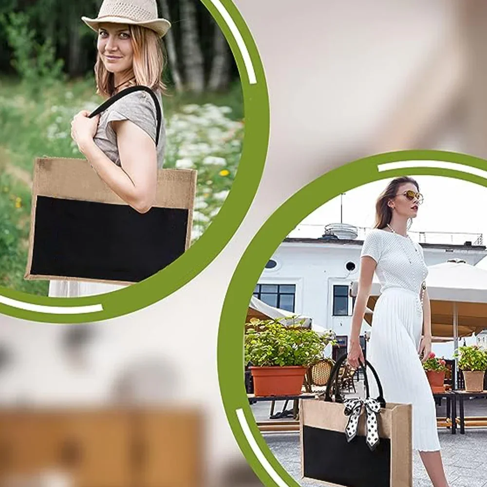 Tote Bag กระเป๋าช้อปปิ้งปอกระเ - Women Bags Jute บทวิจารณ์และราคา