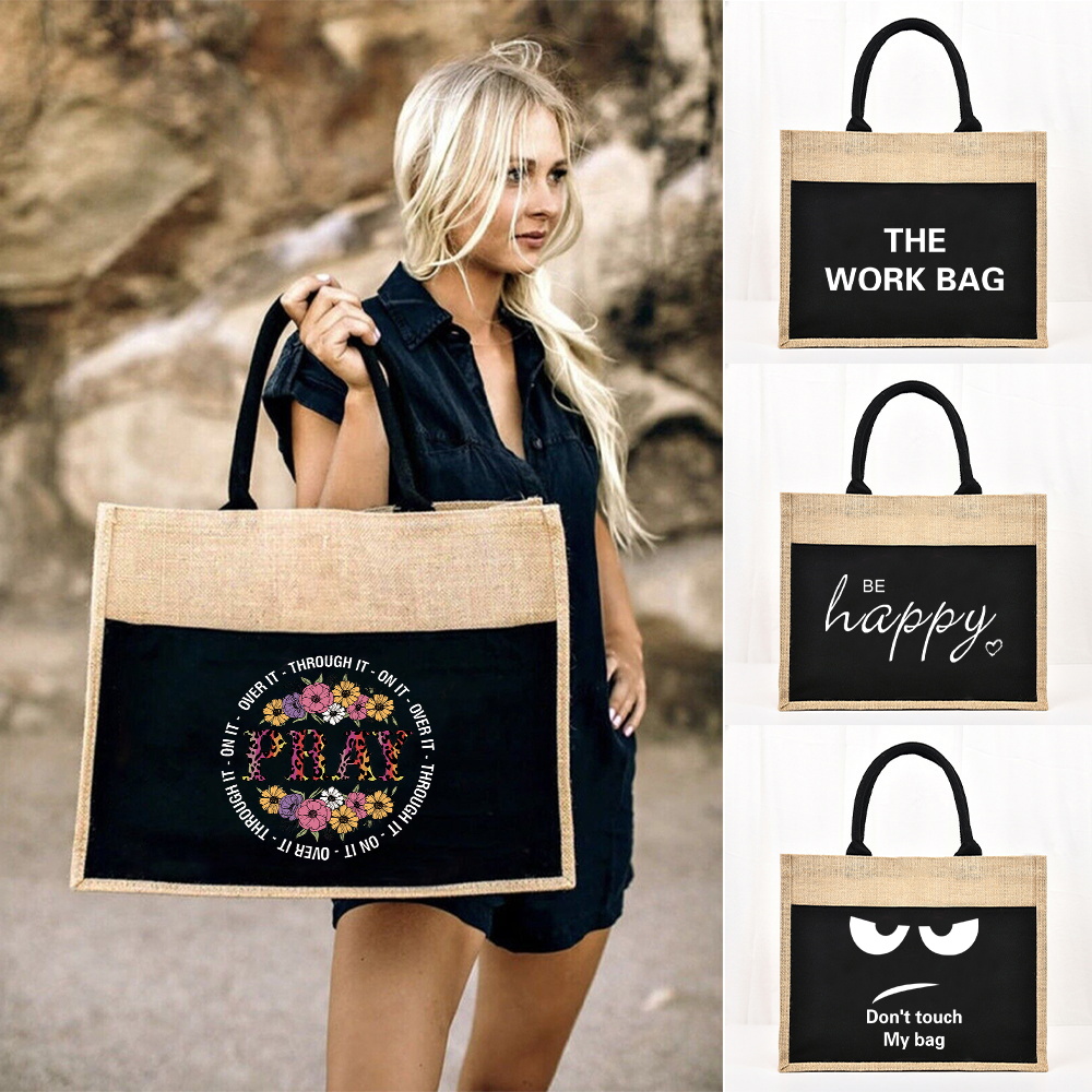 Tote Bag กระเป๋าช้อปปิ้งปอกระเ - Women Bags Jute บทวิจารณ์และราคา