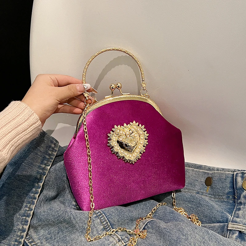 โซ่กํามะหยี่กรอบหัวใจอาหารค่ํา - Women Bags In Sale บทวิจารณ์และราคา