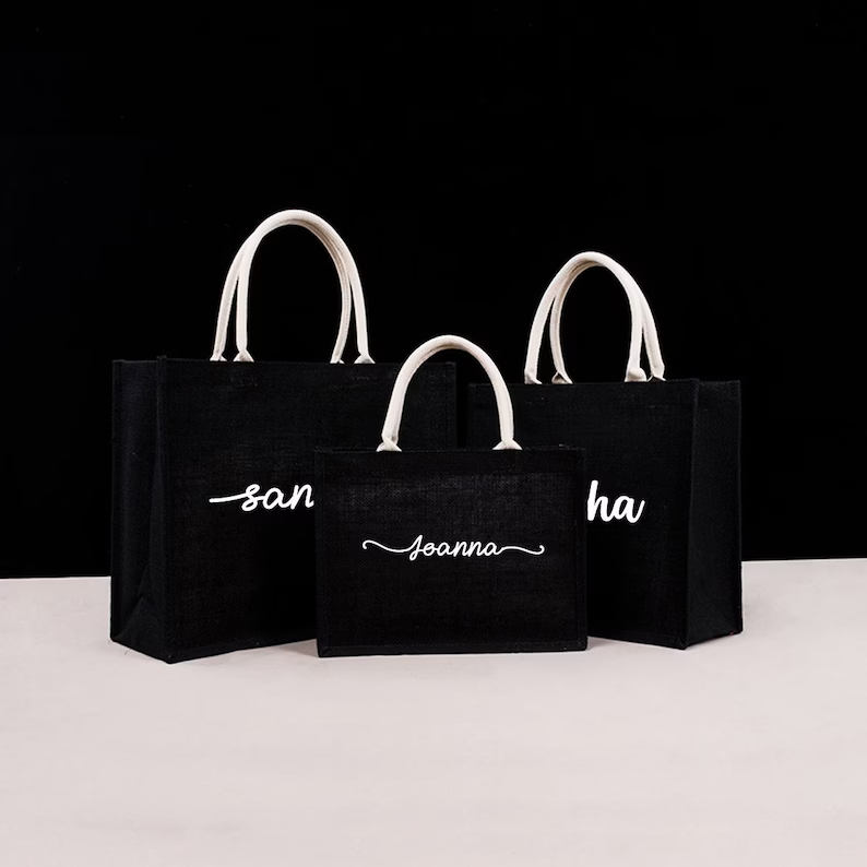 ส่วนบุคคลสีดํา Burlap Tote กระ - Women Bags Jute บทวิจารณ์และราคา