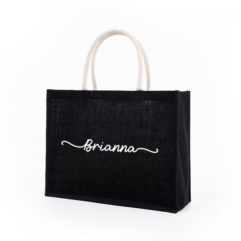 ส่วนบุคคลสีดํา Burlap Tote กระ - Women Bags Jute บทวิจารณ์และราคา