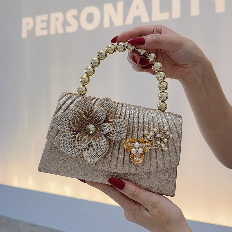 กระเป๋าใส่อาหารค่ำรูปดอกไม้ประ - Women Bags Golden บทวิจารณ์และราคา