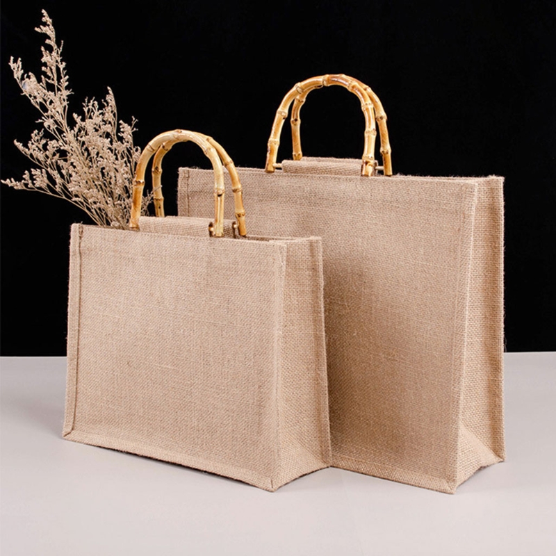 แบบพกพา Burlap กระเป๋าช้อปปิ้ง - Women Bags Jute บทวิจารณ์และราคา